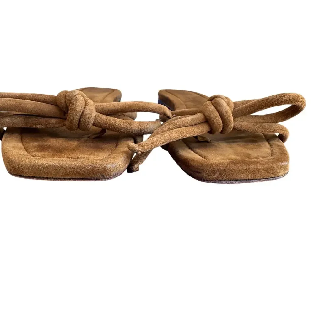 Loeffler Randall Hadley Brown Suede Leather Bow Flat Sandals size 9 - Picture 3 of 10